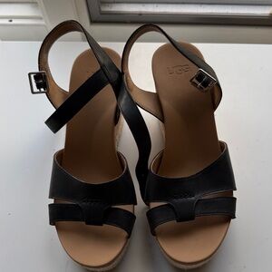 UGG Black Leather Women's Sandals